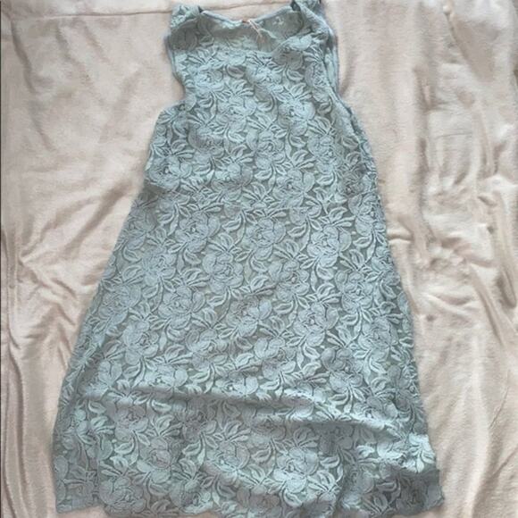 Free People Sheer Mint Green Floral Lace Mini Dress | Sz M - Picture 2 of 6
